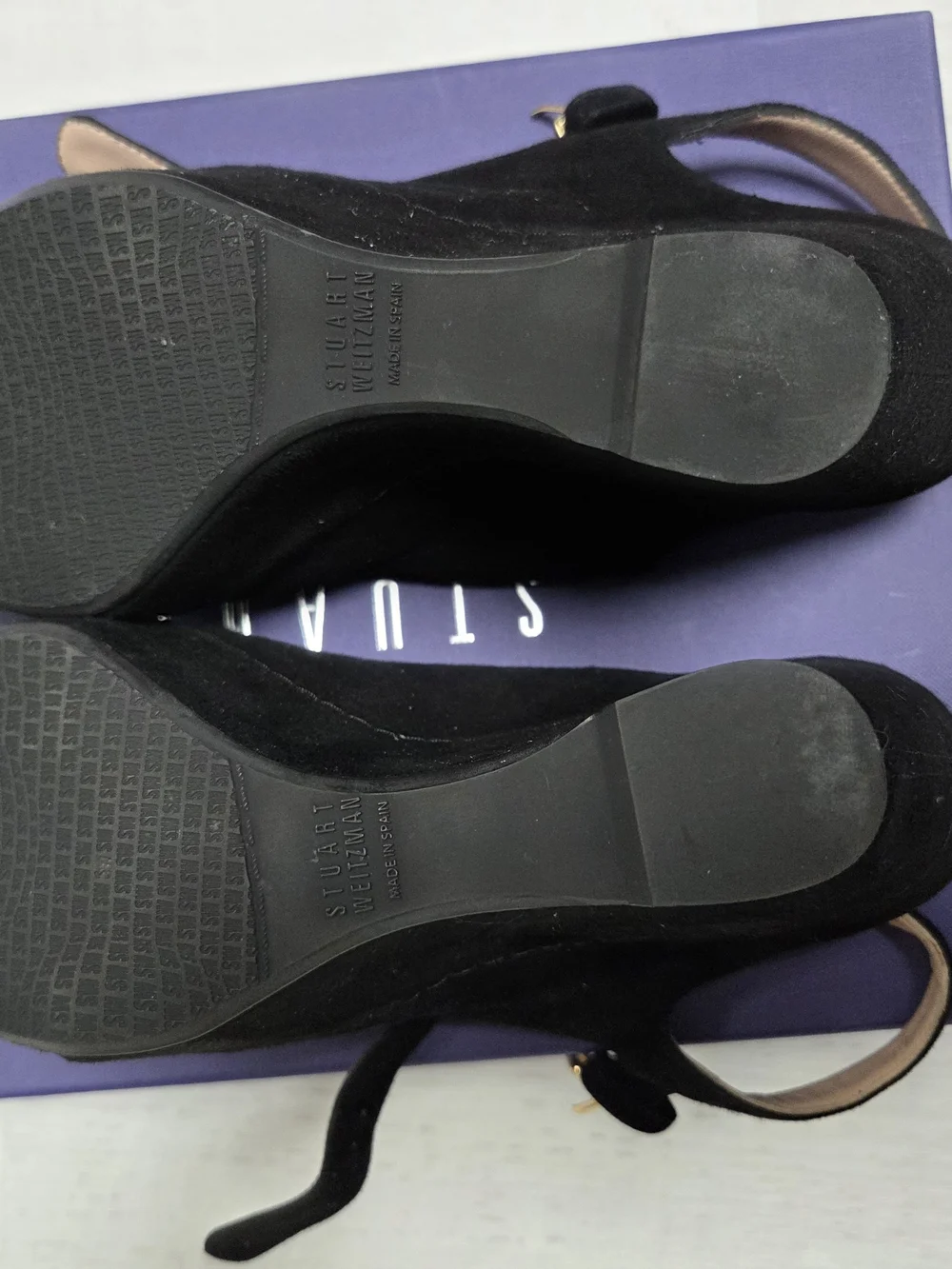 Stuart Weitzman Black Suede Slingback Heels